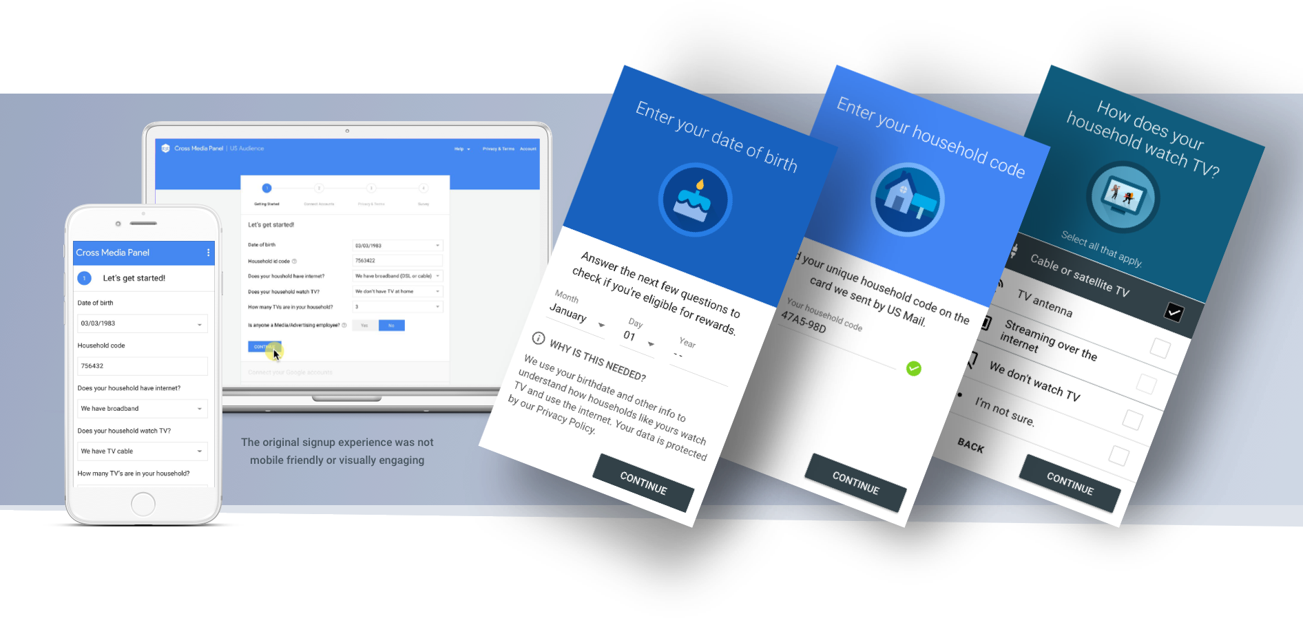 Old sign-up design